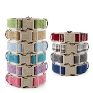 Home cotton and linen dog collar